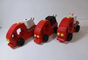 lot 89 image: Set of 3Wooden Fire Trucks