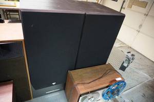 lot 3 image: Two Cerwin-Vega speakers 16 W x 20 D x 36 T
