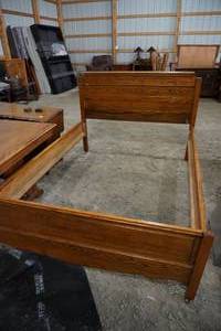 lot 26 image: Wood head & foot board & rails