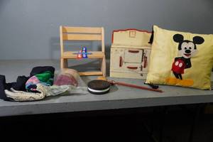 lot 30 image: Toy Stove, Mickey, Kids bench etc