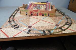 lot 52 image: Christmas train track display and books