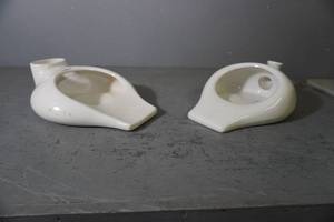 lot 55 image: 2) Ceramic bed pans-One Lenox
