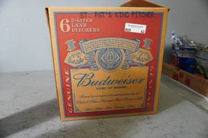 lot 62 image: Case of Six Budweiser Bottles-5 Irish, 1 Cinco
