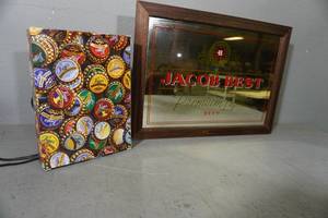 lot 65 image: Jacob Best Beer Mirror & Puzzle (needs bulb)