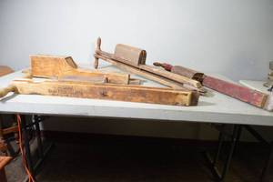 lot 75 image: 4) Primitive Hand Corn Planters