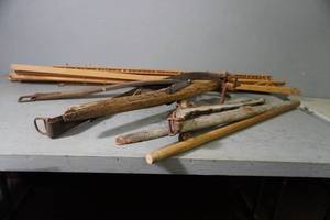 lot 77 image: Old hames, mini tree, curtain streachers