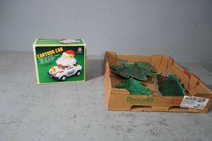 lot 98 image: Cartoon Car & three evergreen serving pieces