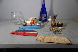 lot 107 image: Candy Bowl, Tin Bells, hats etc.
