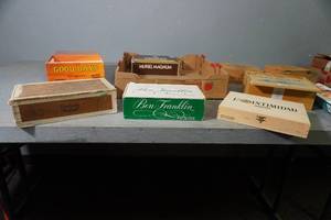 lot 130 image: Cigar Boxes and wood boxes