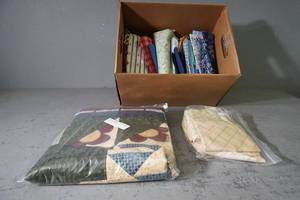 lot 19 image: Completed quilt top and many pieces
