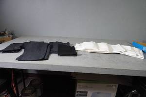 lot 20 image: Black &amp White neutral fabric lengths