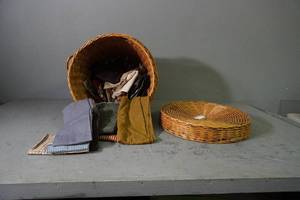 lot 95 image: Hamper basket of flannel scraps