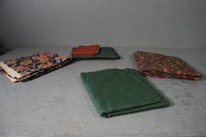lot 115 image: Long lengths of Red, Blue &amp Green fabric