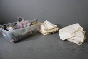 lot 124 image: Dishtowels & embroidery floss