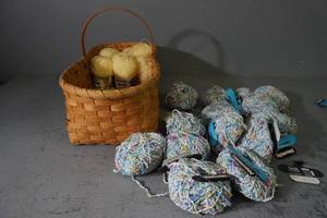 lot 134 image: 12 Cotton Frise yard & Paton Jenny Cotton style yarn