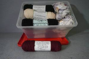 lot 142 image: Palettee DK purplewhite 7 skeins