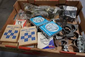 lot 215 image: Flat of muffler and exhaust clamps