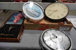 lot 232 image: Four wall clocks, one Snap On
