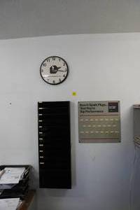 lot 315 image: Key rack, wall clock, file sorter