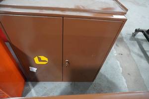 lot 109 image: Lawson 2 shelf double door cabinet wkey