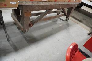 lot 155 image: Wooden workshop table 7 x 30 x32 T
