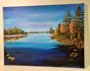 lot 8 image: Lake Painting by Yvonne Goenner