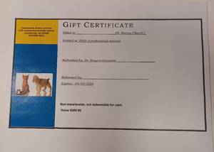 lot 13 image: Clearwater Animal Hospital $200 Gift Certificate