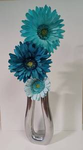 lot 31 image: Aluminum Vase Gerbera Daisy Silk Flowers