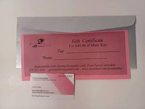 lot 115 image: Mary Kay $40 Gift Certificate with Free Facial