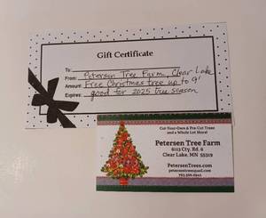lot 116 image: Peterson Tree Farm One Christmas Tree up to 9