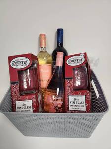 lot 127 image: 3 Bottles of Wine with 2 Glasses