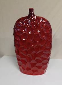 lot 130 image: Large Ceramic Vase in Burnt Red - 20 Inches