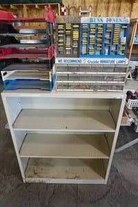 lot 135 image: Metal shelf & Buse fuse holder & lamps holder