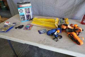 lot 144 image: Tree stakes, racket straps, gromets for tarps