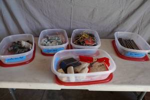 lot 166 image: Landscape spikes, wiring, chair parts, etc...