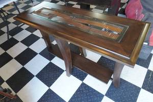 lot 117 image: Couch Table with Glass inserts 29T x 50 L x 19 D
