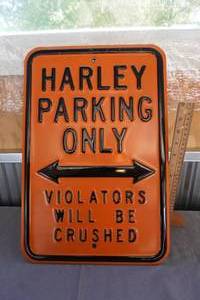 lot 11 image: Harley Parking Only sign