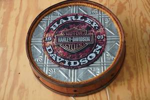 lot 39 image: Harley Davidson 1903 Wall barrel clock