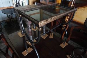 lot 38 image: Brass &amp Glass Retangular 14 X 26 X 28 Tall