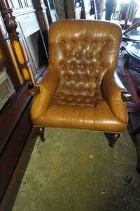 lot 48 image: Brown Leather Arm Chair