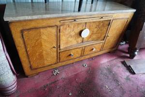 lot 54 image: Marble Top Prep Table Buffet wbread board 68 L X 34 T