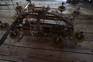 lot 78 image: Cast Iron Chandelier with eight lights & bells