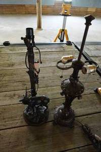 lot 92 image: Two unmated table lamps (horn broke on deer)