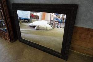 lot 102 image: Black Framed Beveled Edge Mirror 44.5 X 33