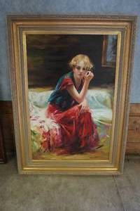 lot 108 image: Painting of Girl Sitting 46 x 33