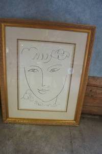 lot 109 image: Pencil sketch of Womans Face (Henry) 32 x 39