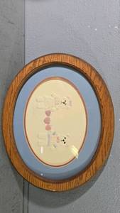 lot 14 image: Lyn Jutila Embossed Watercolor 2 Teddy Bears Signed Artwork