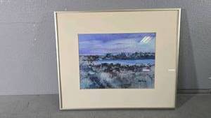 lot 19 image: Jan Hartley Mixed Media Artwork Twilight Descending Framed 18x18 inches