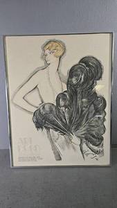 lot 21 image: Framed Art Deco Poster by Jean Fabreille, 34x24 inches, Silver Metal Frame