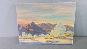 lot 25 image: Desert Mountains Painting by Mil Purcell, Watercolor, 24x20 Framed